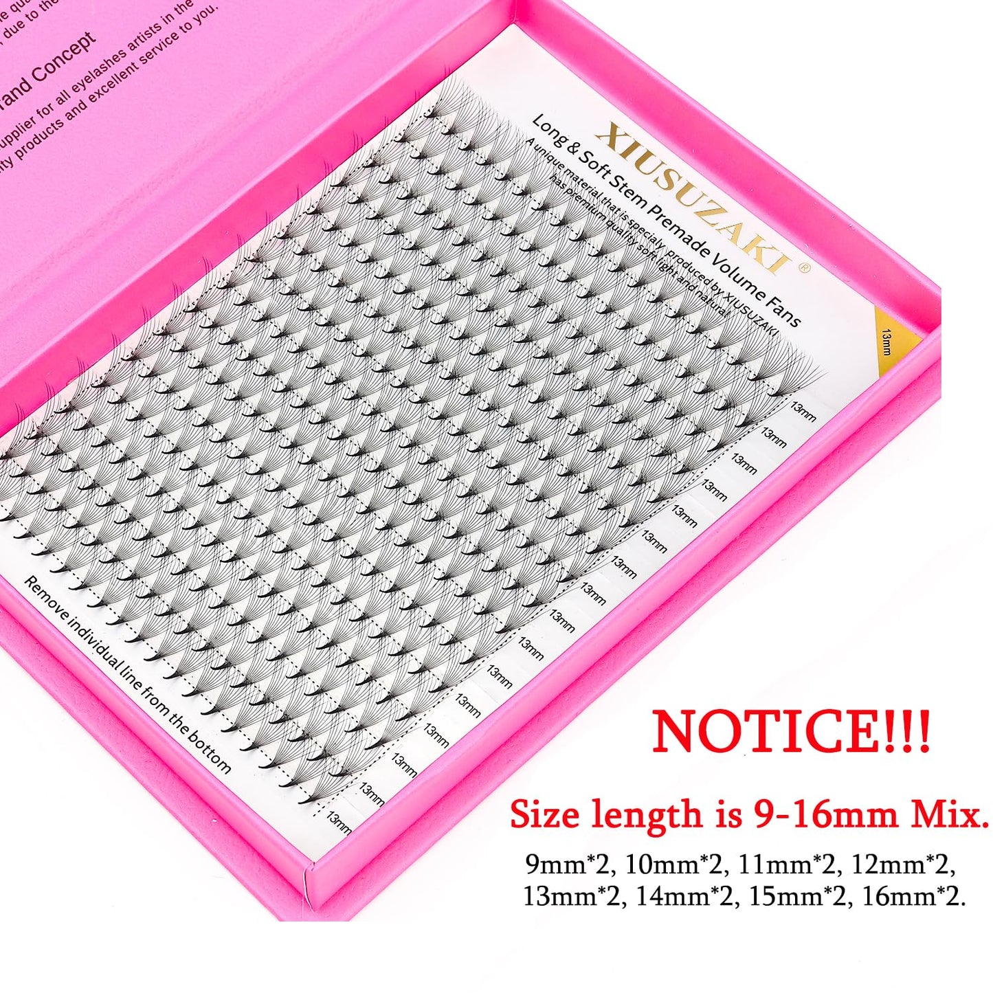 Premade Fans Eyelash Extensions 16D Volume Lash Extensions 0.05 Thickness Eyelash Extension D Curl Premade Lash Fans Mix 9-16mm Fluffy Soft Handmade Lash Fan(16D-0.05-D,9-16mm)