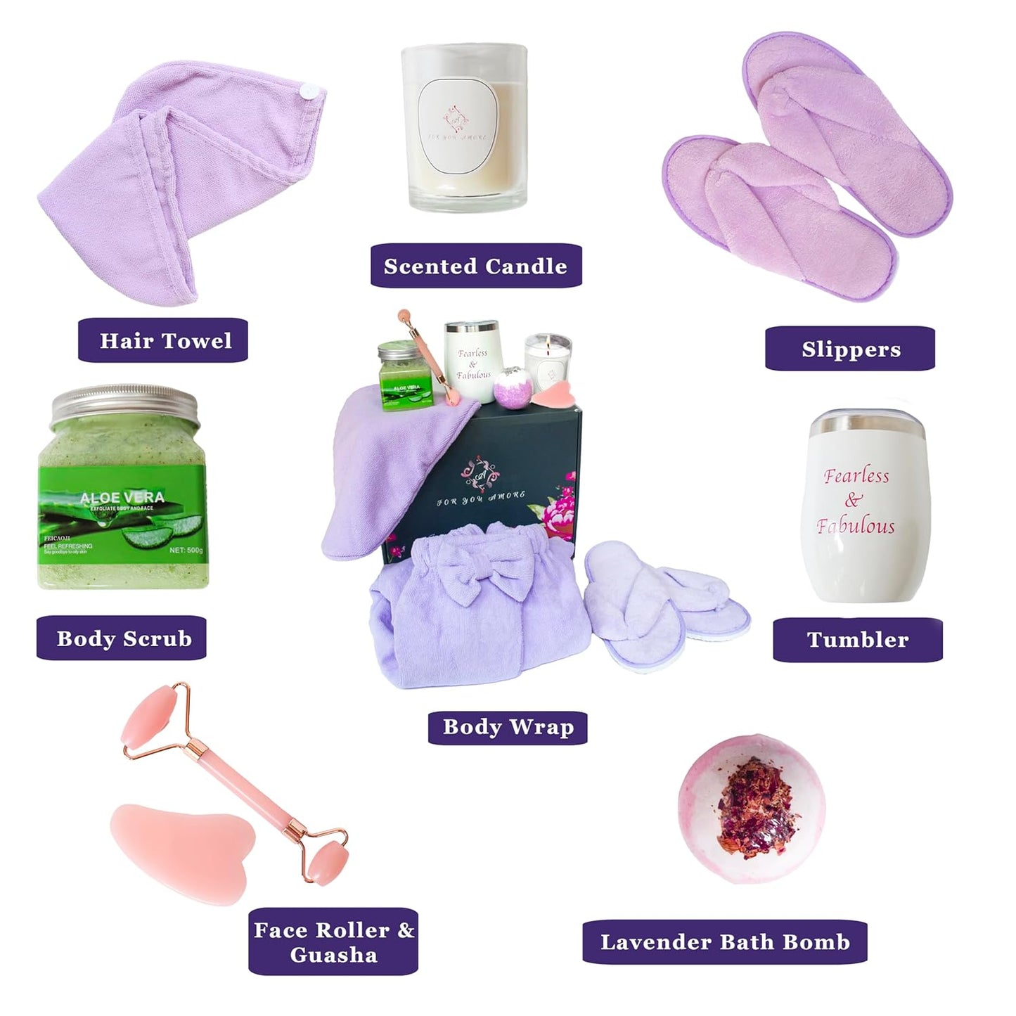 Relaxing Luxury Spa Care Package with Body & Hair Wrap and Matching Flip Flops, Thinking of You Gifts for Women, Gifts for Women, Birthday Baskets, Get Well Soon Gifts, Her, Sister, Mom, Best Friends