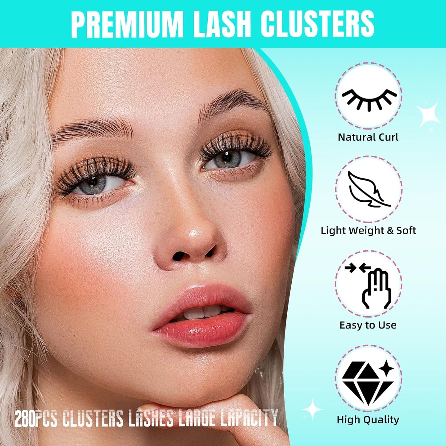 Lash Clusters Wispy 280PCS Eyelash Extension 70D Cluster Lashes Individual Lashes DIY Lash Extension Natural Look Cluster Eyelash Extensions Soft False Eyelashes at Home for Beginners(12mm)