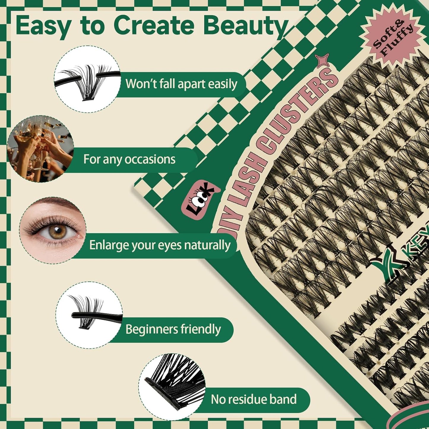 KEYYOU DIY Lash Extension Kit 280pcs Individual Lashes D Curl Eyelash Extension Kit 30D+40D 9-16Mix Lash Clusters with Lash Bond and Seal and Lash Applicator for DIY at Home(KIT-30D40D-0.07D-9-16MIX)