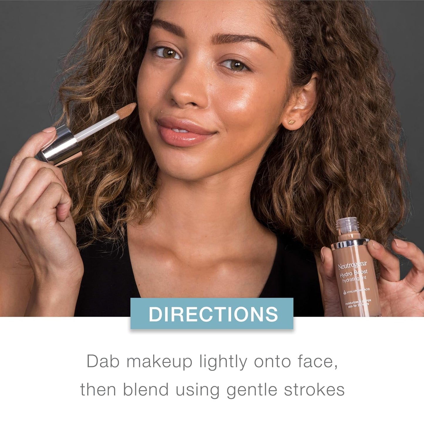 Neutrogena Hydro Boost Hydrating Tint Foundation Makeup for Dry Skin, with Hyaluronic Acid, Lightweight Oil-Free Water Gel, Non-Comedogenic, 105 Caramel Color 1.0 fl. oz