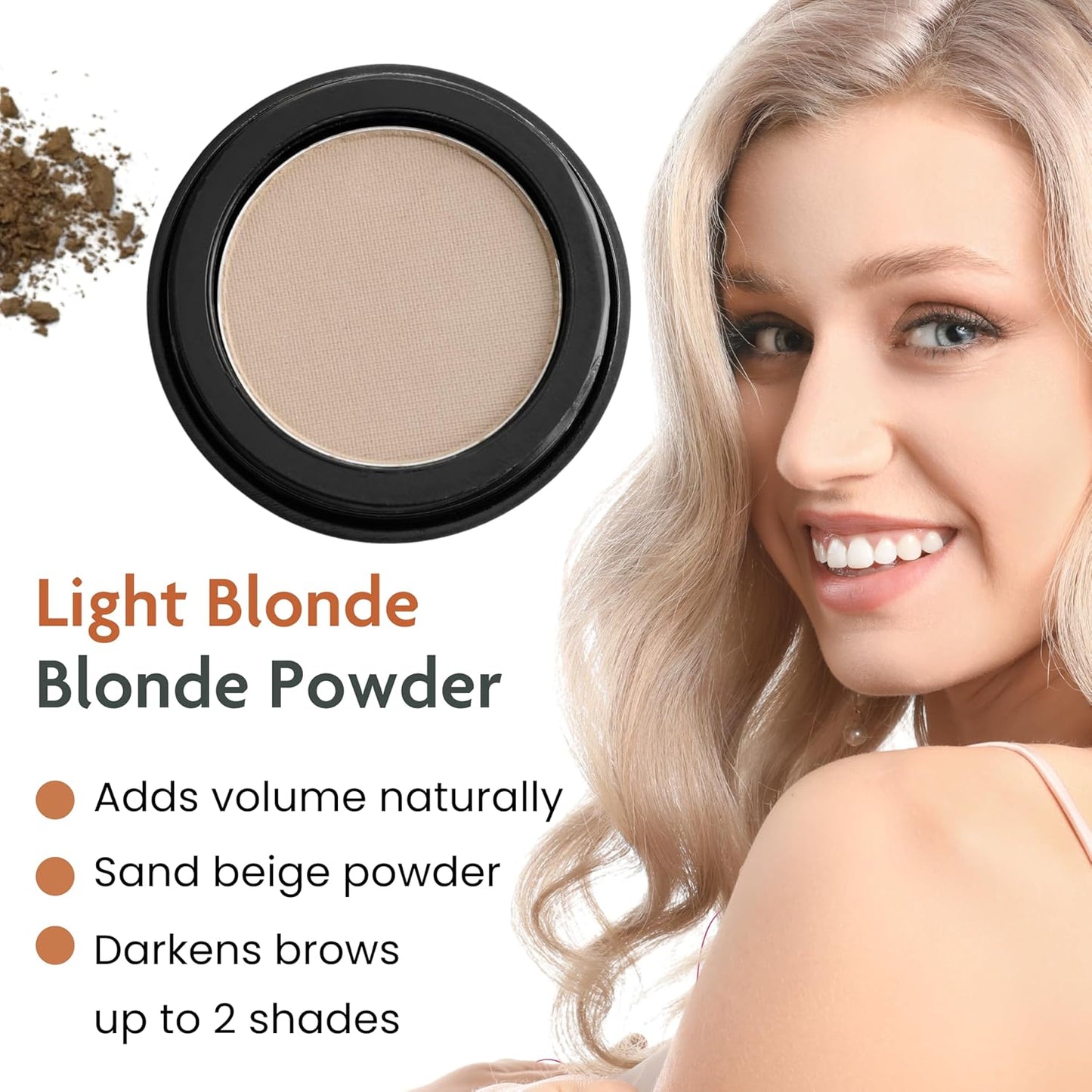 Marie-José Light Blond Eyebrow Powder Sand Beige Eyebrow Cake Powder - Effortless All-Day Brow Beauty - Compact Size 0.10oz for Purse or Travel Size - Made in USA