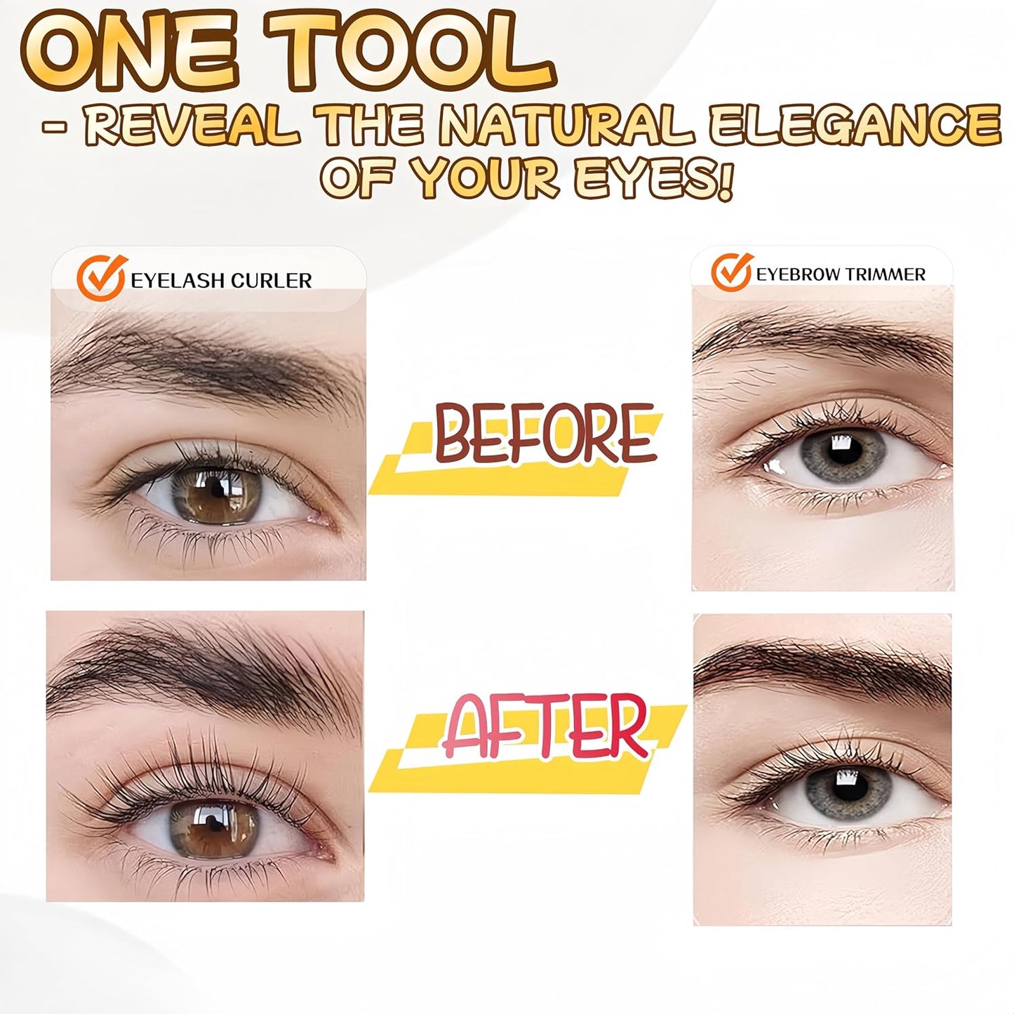 2025 Upgraded Heated Eyelash Curler - 2-in-1 USB Rechargeable Electric Eyelash Curler & Eyebrow Trimmer, Fast Heating in 6s, Anti-Burn Design, 24H Long-Lasting Effect, Perfect Gift for Women (White)