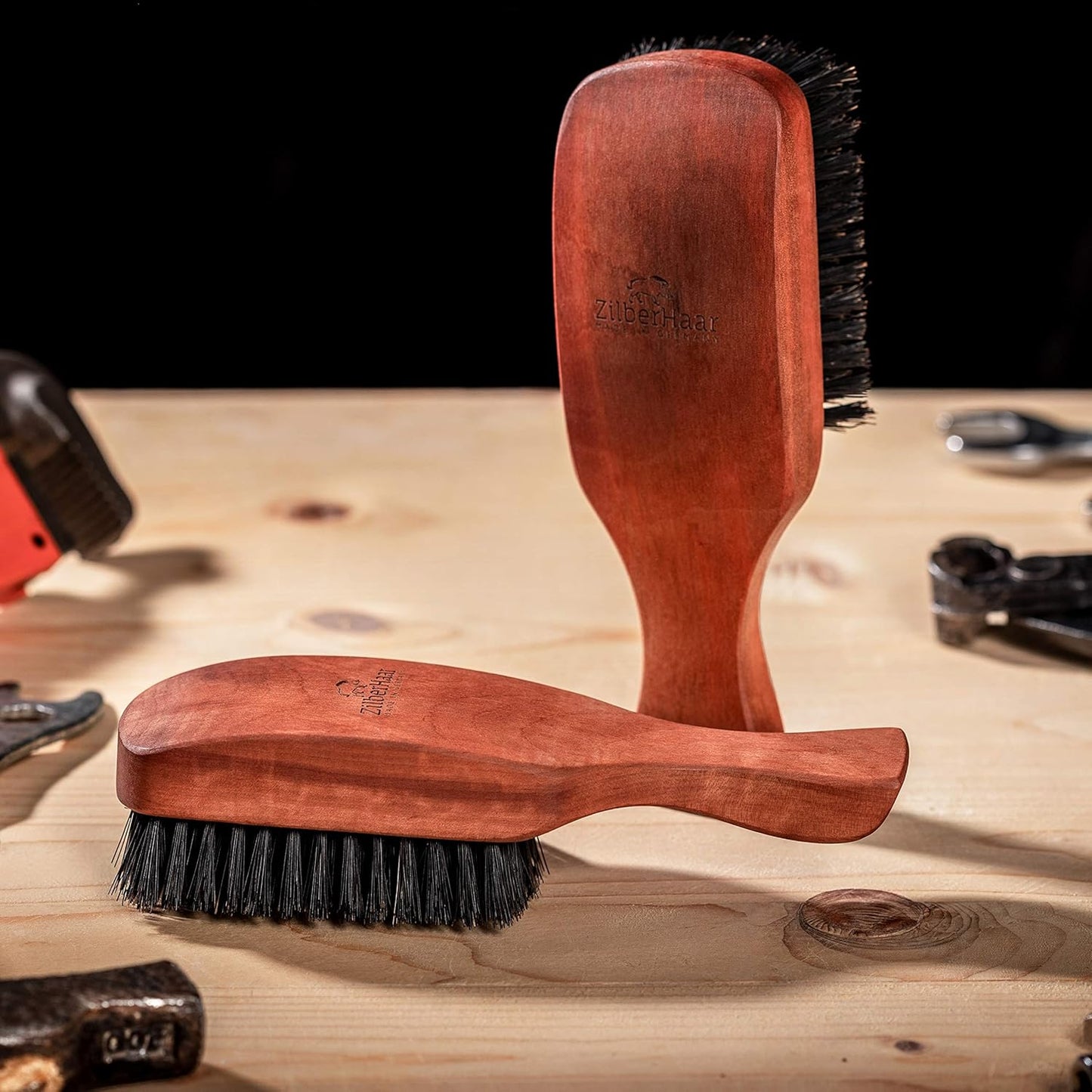 ZilberHaar Major Hair & Beard Brush for Men - Boar Bristles and Pearwood - All Beard and Hair Types - Made in Germany