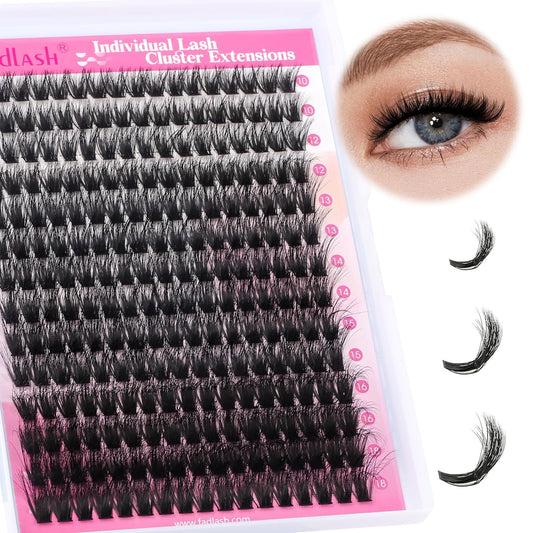 Lash Clusters 280pcs 80D 10-18mm Cluster Lashes Mixed Tray 3D Effect Volume Individual Lashes Cluster Eyelash Extensions Fluffy Soft D Curl DIY Lash Extension Kit at Home (80D-0.07-D,10-18mm)