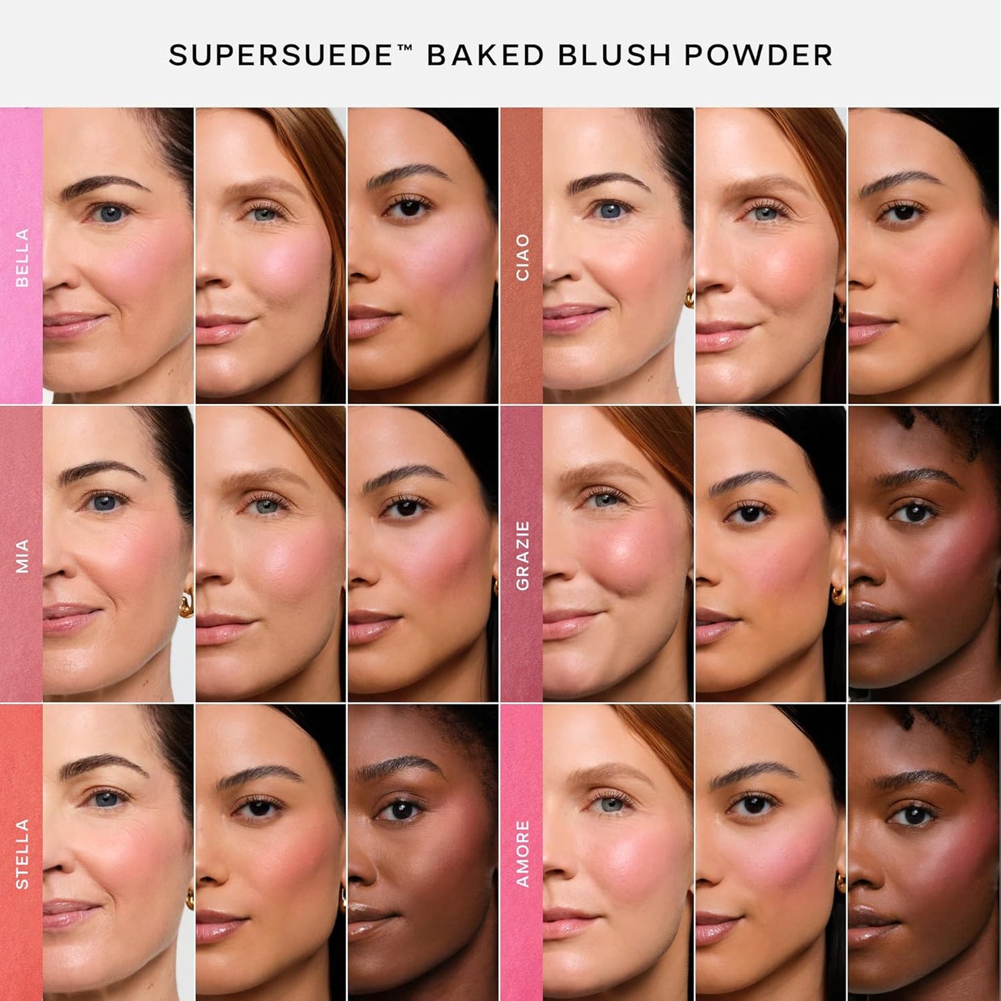 Saie SuperSuede Baked Blush - Talc-Free Powder Blush for All Day Wear - Enriched with Plant-Derived Squalane + Glycerin to Help Moisturize Dry Skin - Amore (0.1 Ounce)