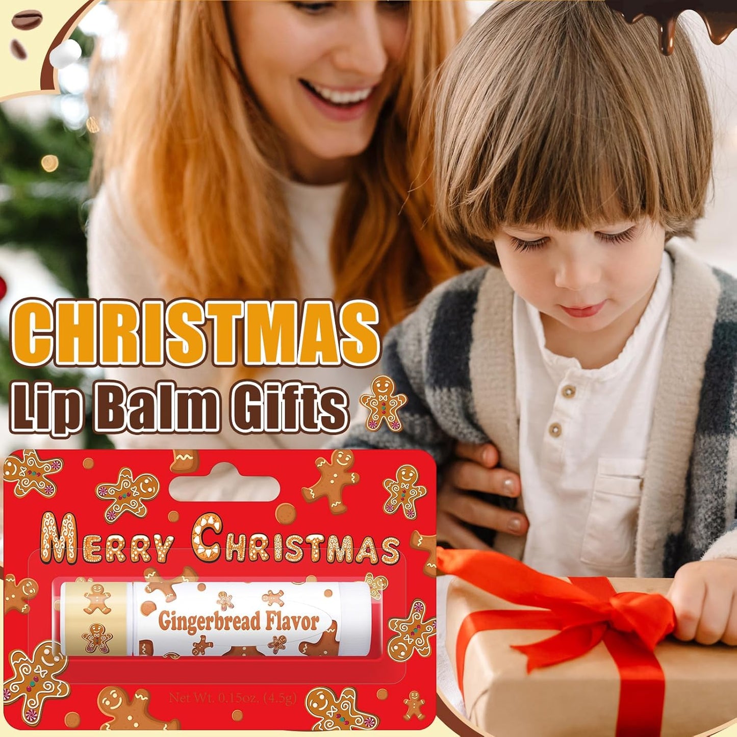 25 Pcs Christmas Lip Balms Stocking Goodie Bags Stuffers Bulk Xmas Gifts Candy Hot Cocoa Cookie Cinnamon Gingebread Biscuits Flavor 5 Style Holiday Treat Small Gifts Party Supplies