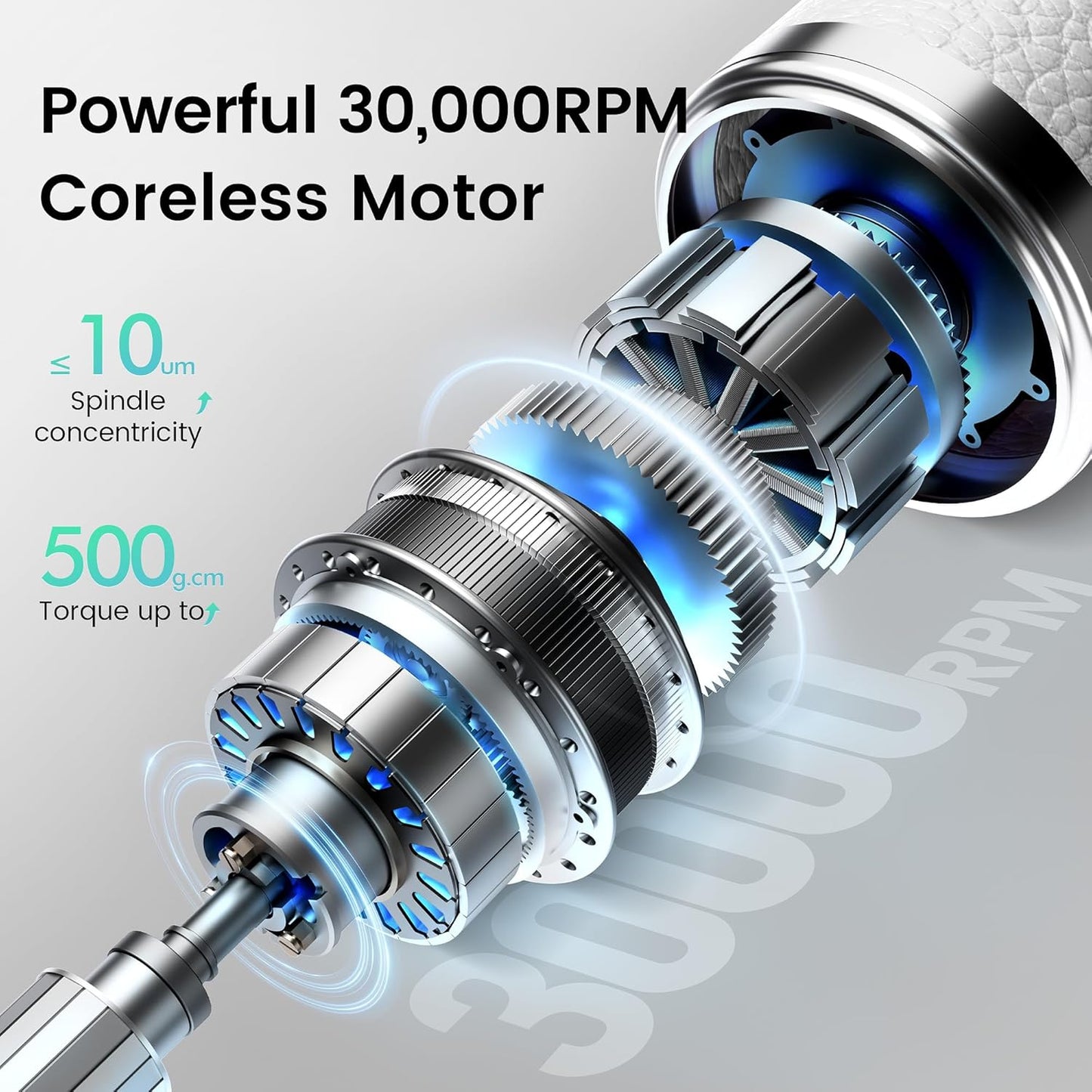 L'UGX Professional Nail Drill 30000RPM, Cordless Rechargeable Electric Nail File for Acrylic Nails Gel Polishing, Efile Nail Kit for Manicure Pedicure, Low Noise Low Vibration, 7Pcs Drill Bits, White