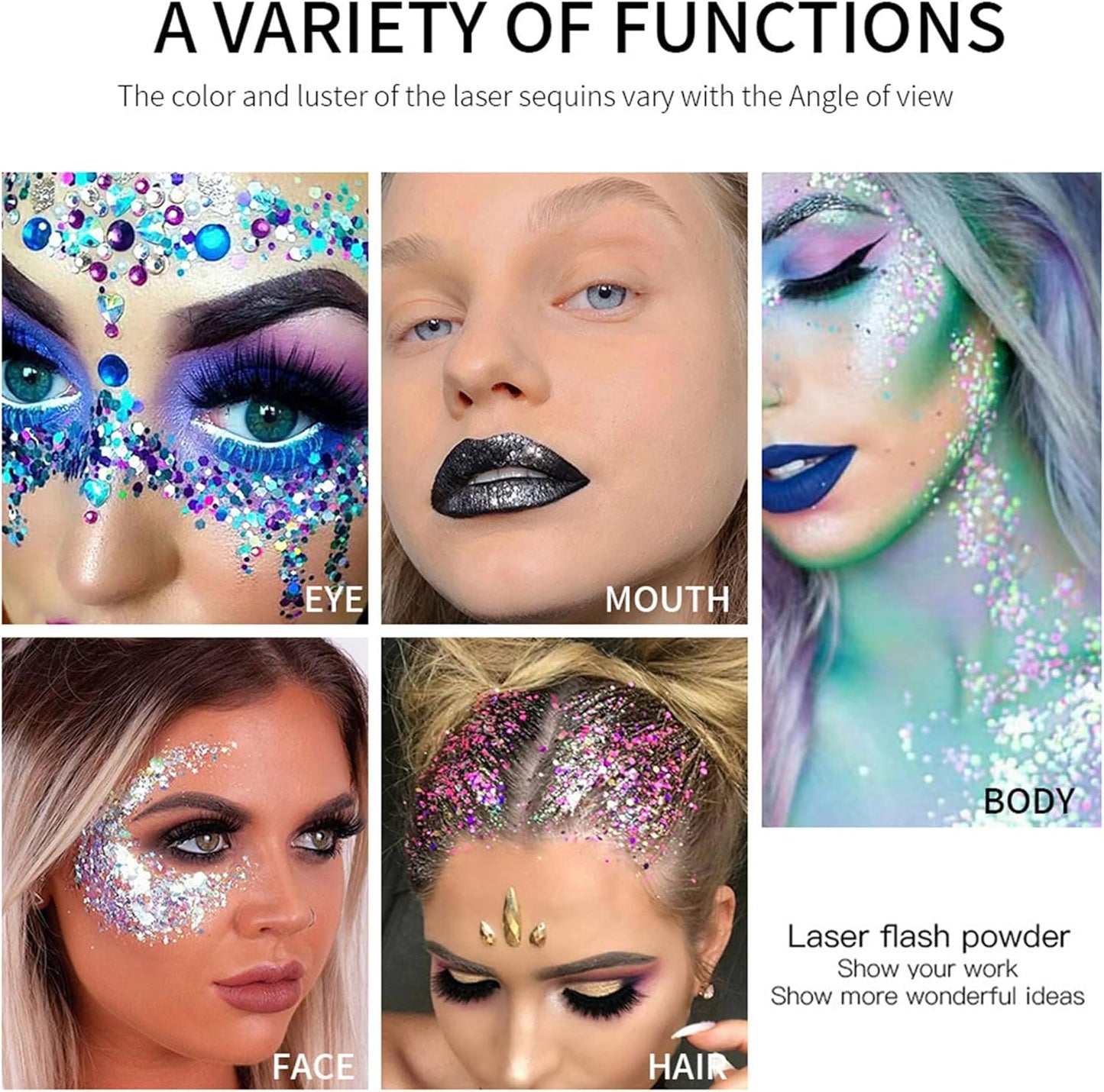 MAEPEOR Chunky Face Body Glitter Gel 19 Colors Mermaid Sequins Holographic Body Glitter Gel Long-Lasting Festival Makeup Glitter Paint for Face Body Hair Nails (30g, 08 Red)