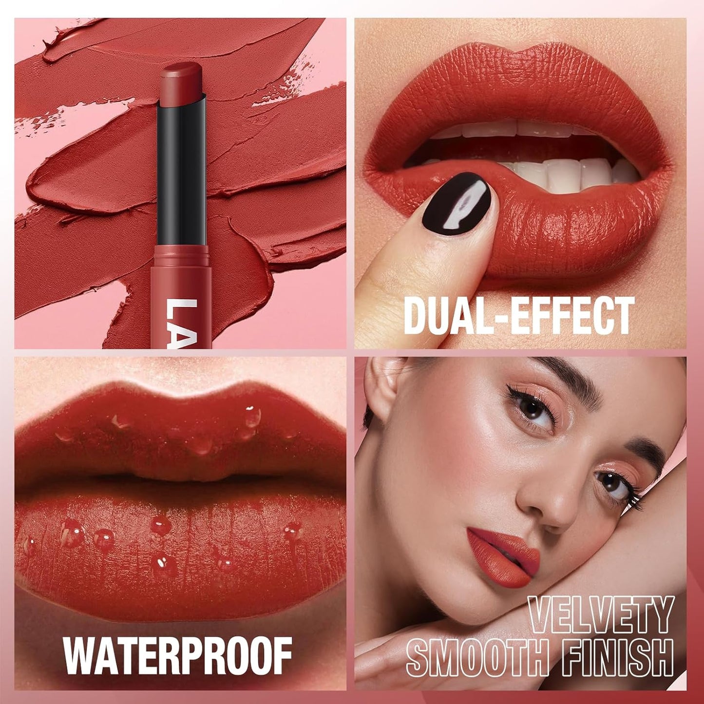 Jolilab 2Pcs Velvet Matte Lipstick Nude Matte Soft Dark Color Stick High Pigmented Long-Lasting Waterproof Lip Stick Lip Balm Beauty Cosmetics Gift for Girls and Women（05#+06#