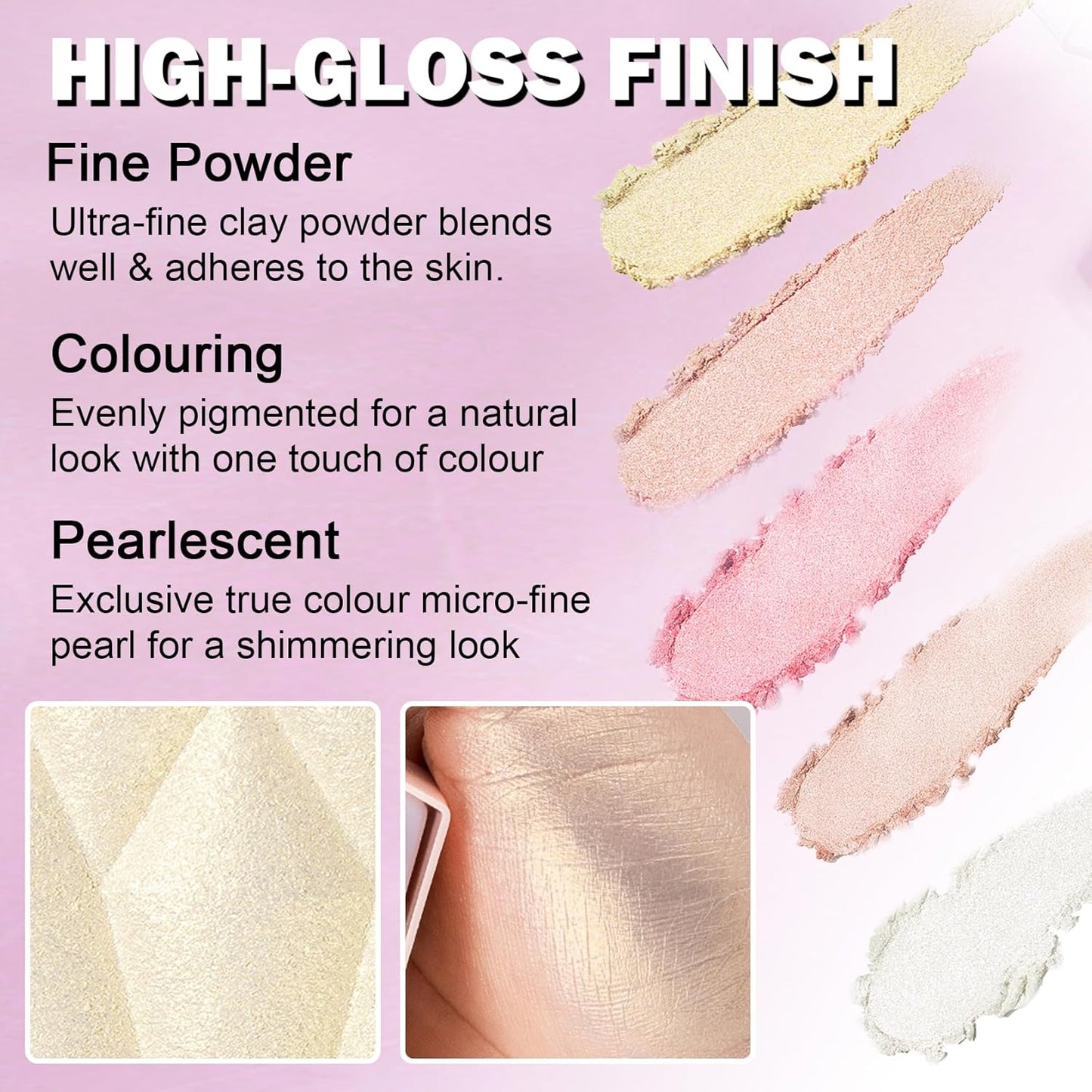 White Highlighter Makeup Palette Face Highlighter Powder Iluminadores De Maquillaje Narutal Shimmer Glitter Highlighter Blush Powder Makeup Palette-05 Mermaid Color