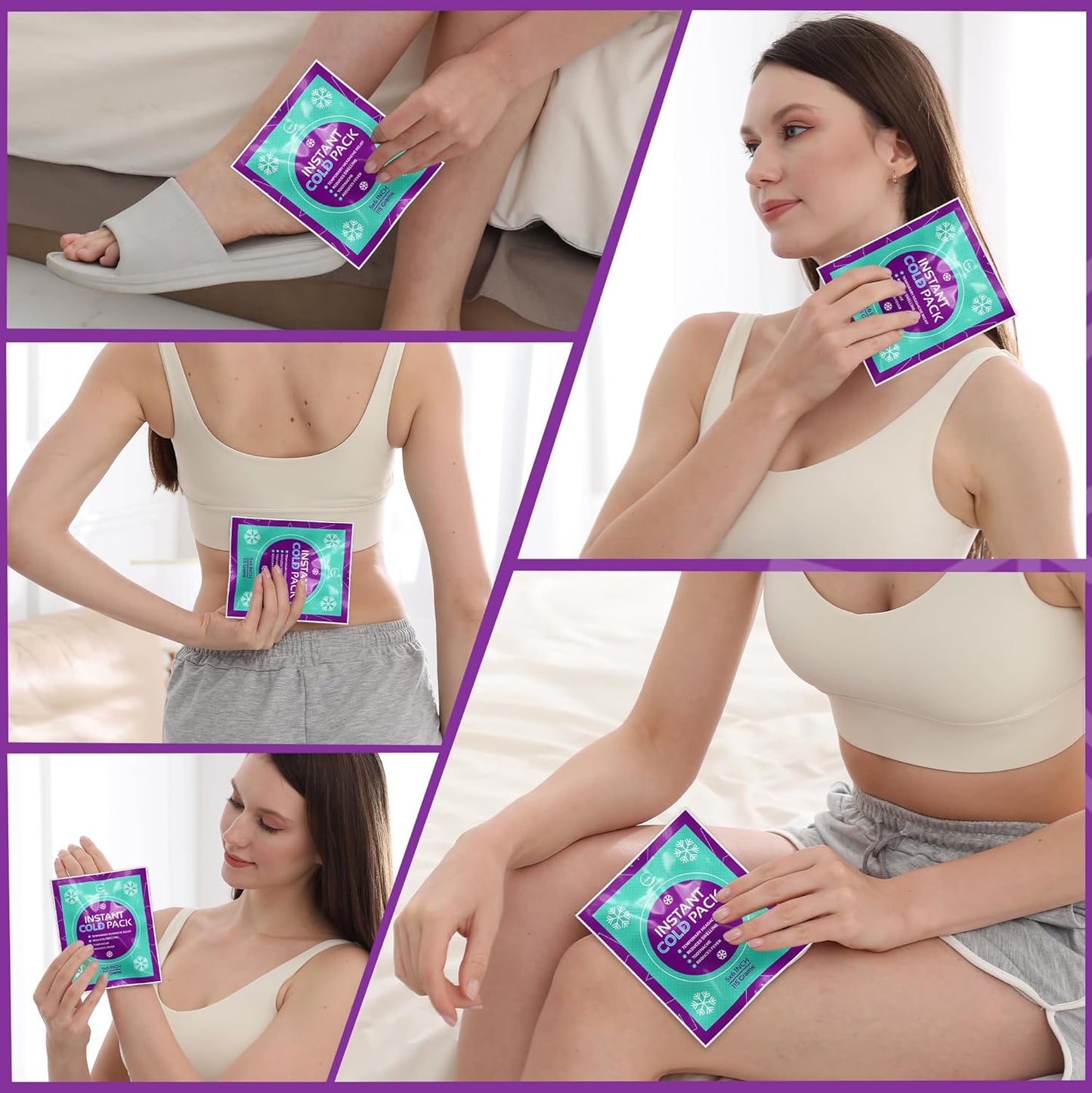 Disposable Instant Ice Cold Packs (6” x 5”) Bulk 100 Pack | Cold Compress Ice Pack for Pain Relief, First Aid & Outdoor