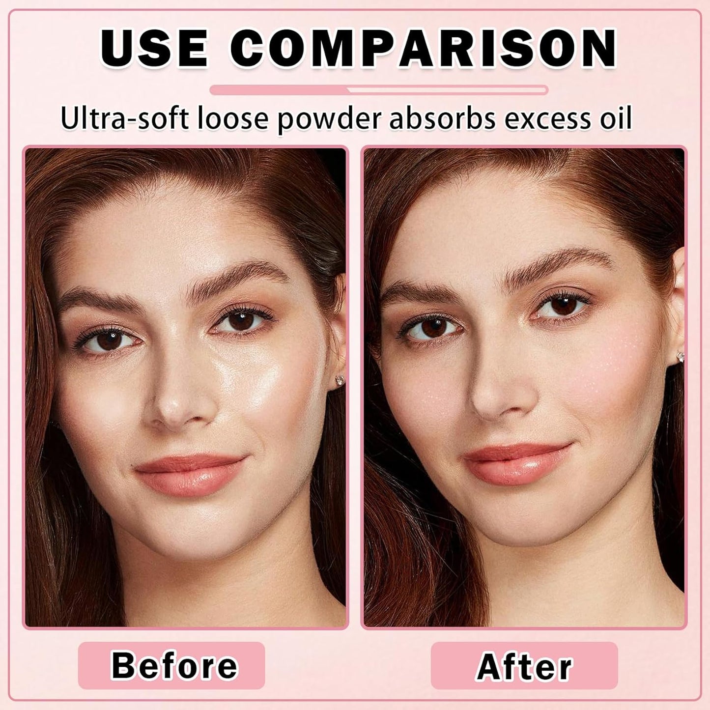 Pink Setting Powder Loose Powder Shimmer Finishing Powder Ultimate Blurring Setting Powder Long Lasting Oil Control Loose Face Powder for All Skin Tones-02 Pink