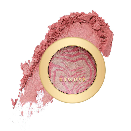 KIMUSE Baked Blush, Lighting Glow Marbleized Blush Powder Blush, Contour & Highlight Face for a Creamy Lightweight Natural Finish