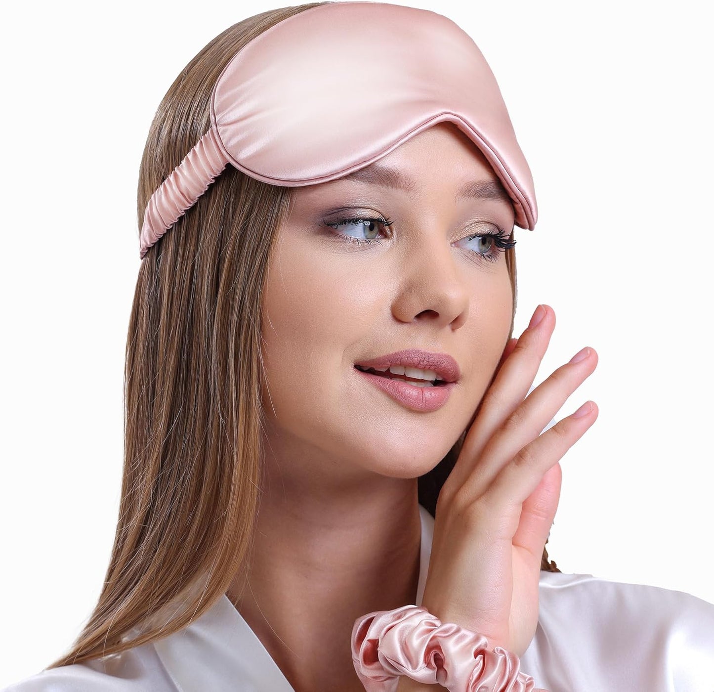 Silk Sleep Mask - 100% Pure 22 Momme Mulberry Silk Eye Sleeping Mask for Women and Men - Blackout Eye Mask for Sleeping (Light Pink)