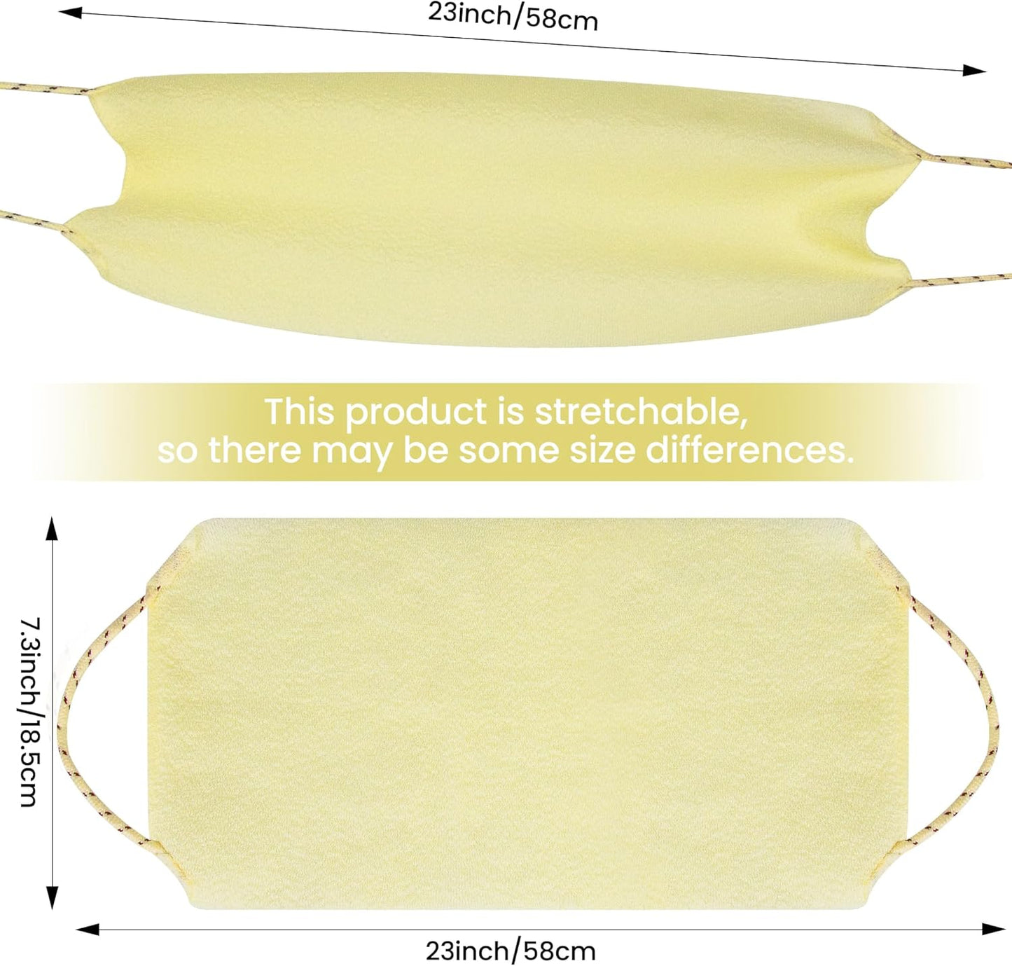 3 Pcs Double-Sided Back Exfoliator Body Scrub Towel, Exfoliating Back Scrubber with Handles,Exfoliating Washcloth Bath Tool in Shower, Stretchable Back Washer to Deep Cleans Skin (Beige)