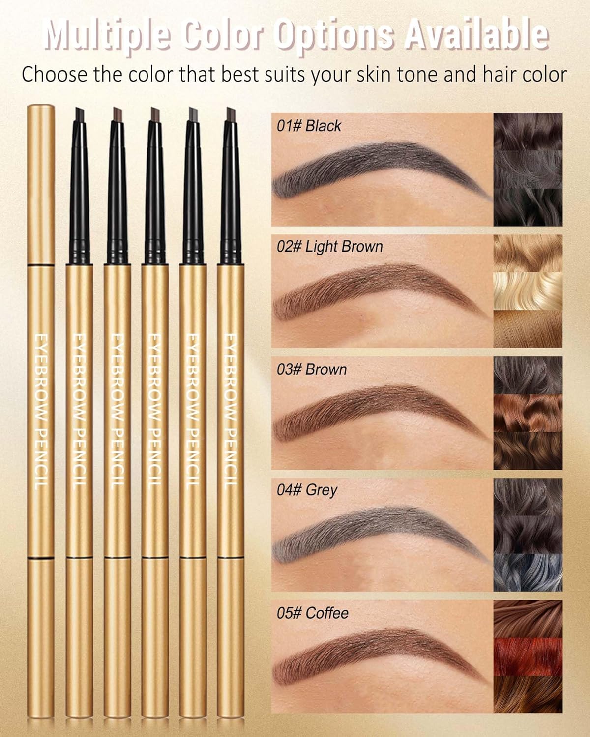 Eyebrow Pencil, 12Pcs Brown Ultra-Fine Retractable Eye Brow Pencil,Long-Lasting Waterproof Eyebrow Tint Pen Kit for Define Shape and Fill Brow,Thanksgiving Eye Makeup Gift Set for Women Girl-03