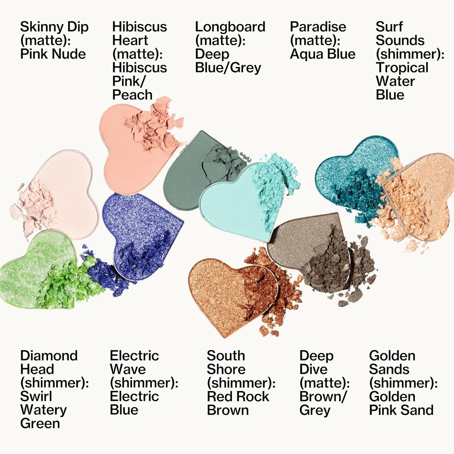 Pacifica Eyeshadow Palette – Waikiki Mineral Eyeshadow, Blendable Shimmer & Matte Shades w/Velvet Matte, Shimmer & Metallic, Cocoa Butter Infused, Talc-Free, Vegan & Cruelty-Free, 0.24 oz 10 Shades