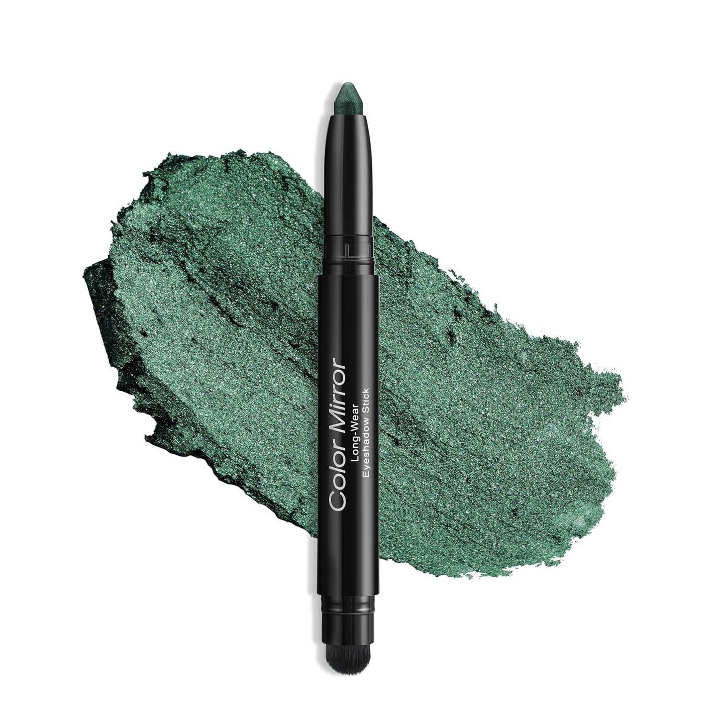 Cream Waterproof Hypoallergenic Eyeshadow Stick, long wear Metallic Glitter Matte Eye Shadow Pencil With Makeup Brush, Eye Brightener, 63 Evergreen Shimmer