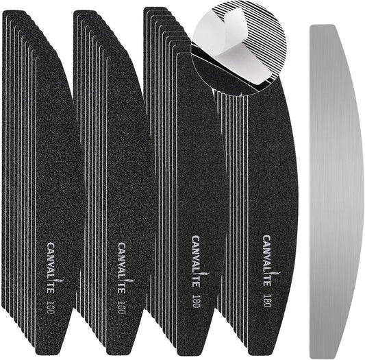 Canvalite 40 PCS Nail File Reusable Peel and Stick Nail Files Replaceable Emery Boards Nail File for Natural Nails Professional 240 Grit Fingernail Files for DIY Salon Use