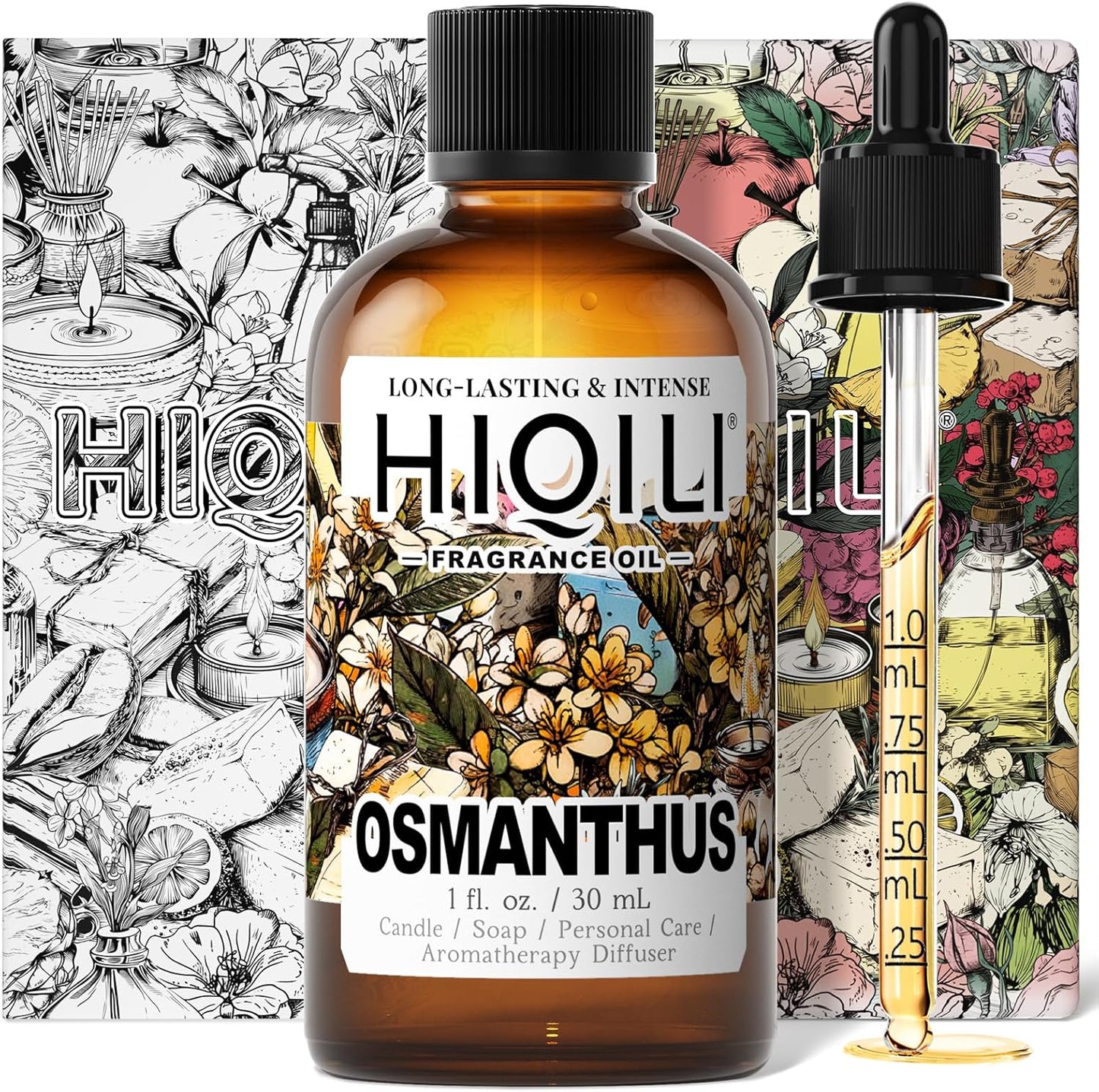 HIQILI Osmanthus Fragrance Oil, for Body Spray, Diffuser Use, Candle, Soap, and Women Perfume Making, Scented Essential Oil - 1 Fl Oz