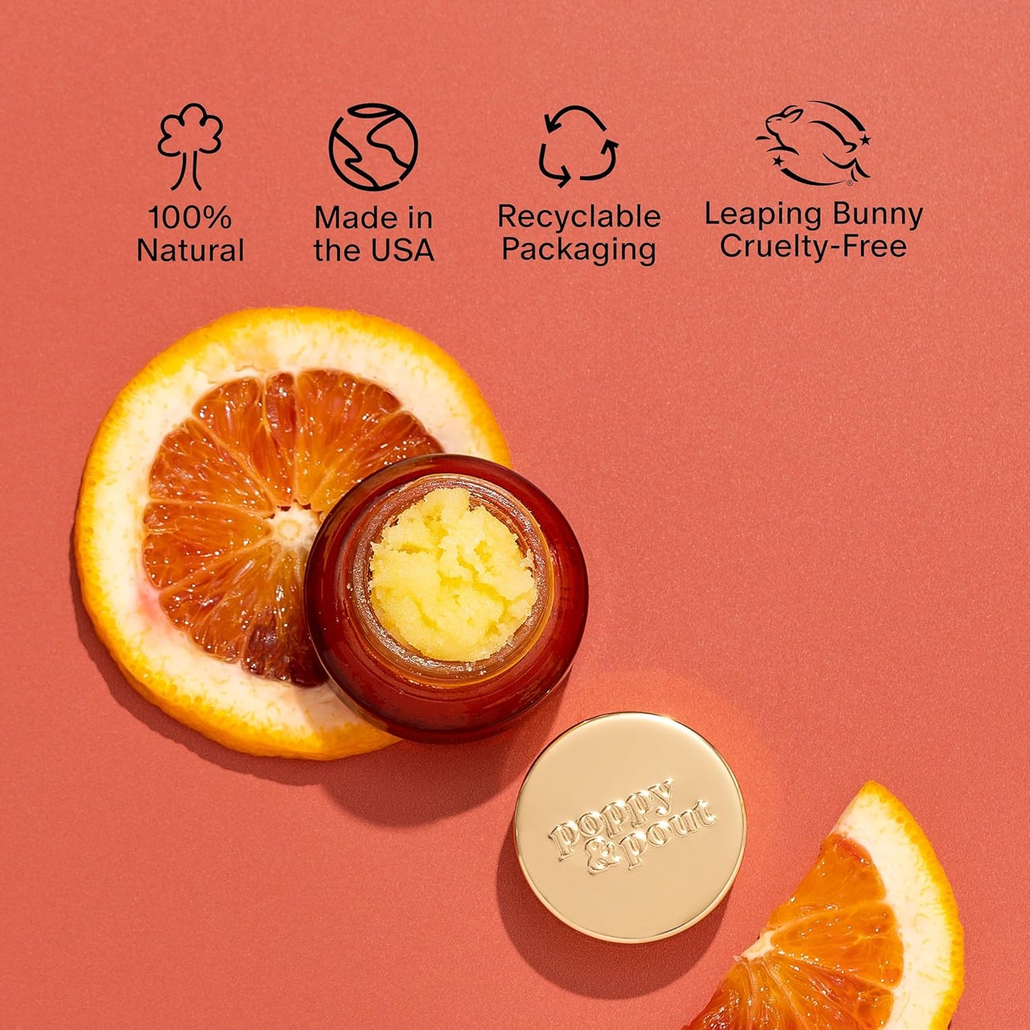 Poppy & Pout Natural Lip Scrub, Moisturizing Sugar Scrub for Dry Lips, Lip Scrubber Exfoliator with Essential Oils Smooths and Hydrates Lips, In Recyclable Glass Jars, Cruelty Free - Wild Honey