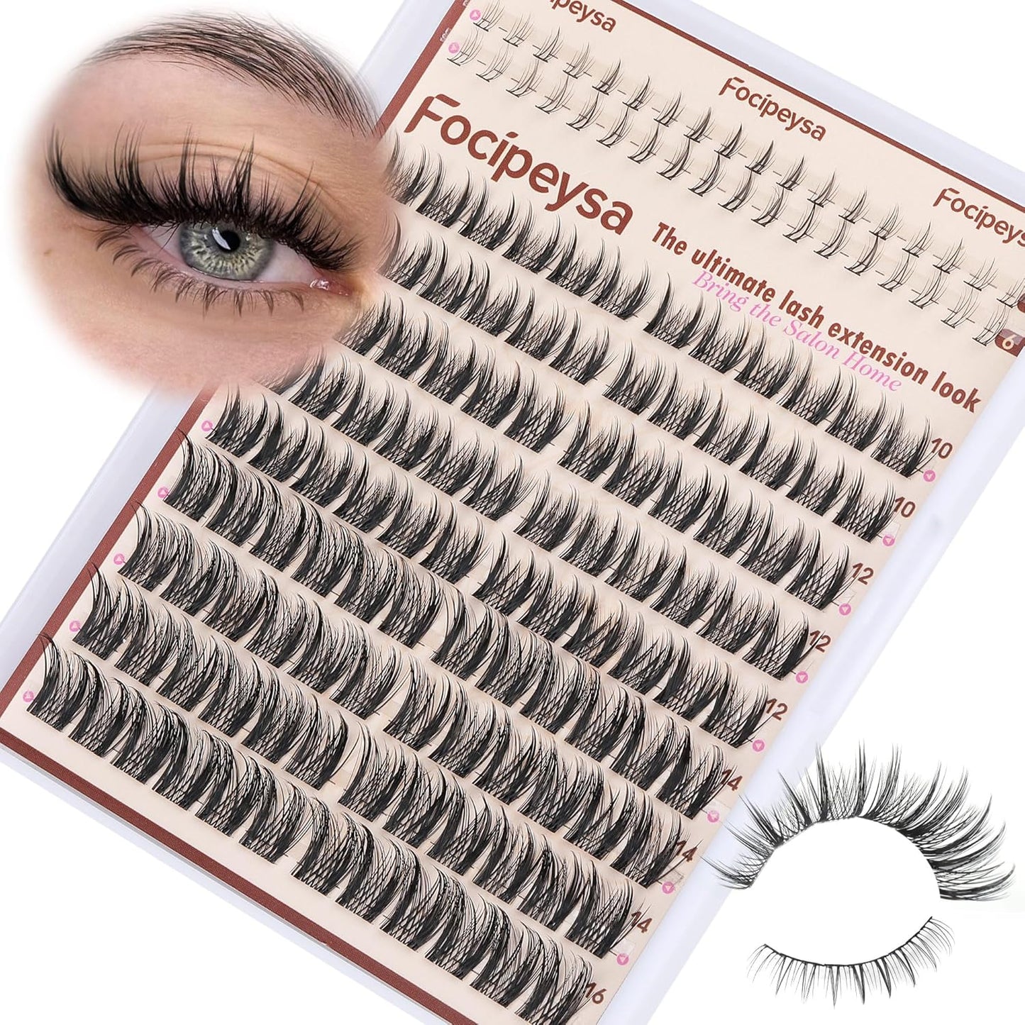 Focipeysa Wispy Lash Clusters Natural Eyelash Clusters Pestañas Postizas Naturales Spiky Manga Lash Extensions C Curly Individual Lashes 10-16mm with Bottom Lashes Clusters DIY Lash at Home