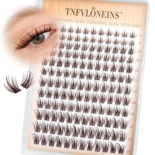 TNFVLONEINS Brown Lash Clusters Fairy Cluster Eyelash Extensions Natural Eyelash Clusters Wispy Individual Lashes Clusters Spiky Lash Extension Dark Brown Cluster Lashes DIY C-Curly Eyelash Extension