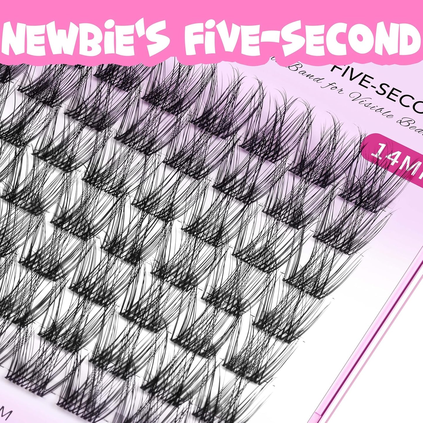 VEYESBEAUTY Lash Clusters Individual Eyelash Extensions Thin & Invisible Band DIY False Eyelashes for Self-application Newbie's Five-Second Series Wispy Lash Tray, LuxeBold 12mm Single Length