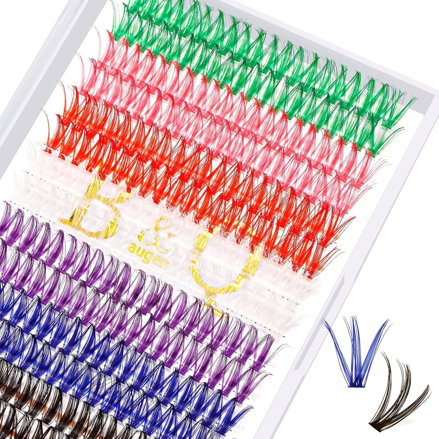 B&Q Lash Clusters Colored DIY Eyelash Extensions 280 Clusters Lashes 40D-D-16mm 7 Color Mix Volume Eyelash Clusters Wispy Individual Cluster DIY at Home(7MIX,40D-D-16mm)