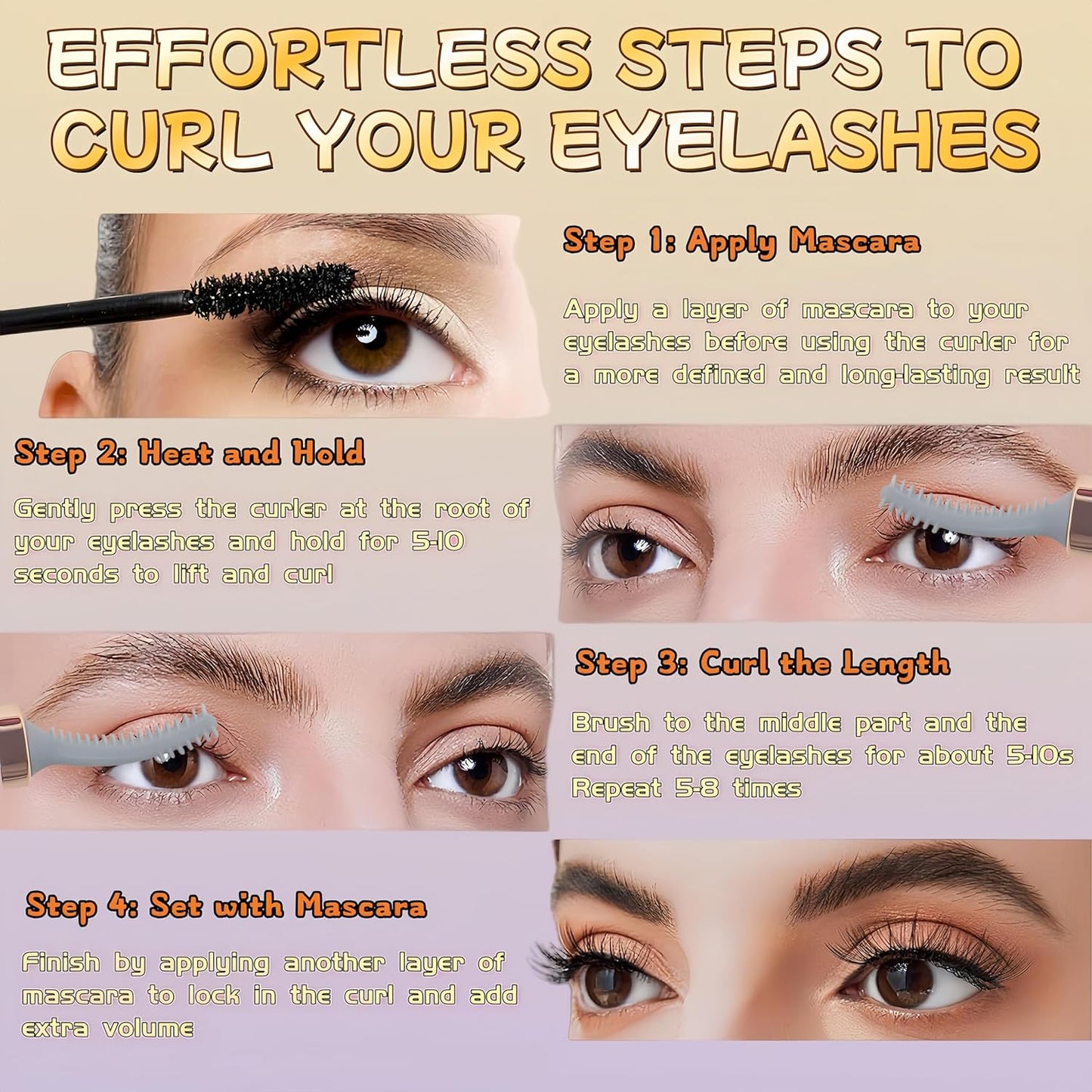 2025 Upgraded Heated Eyelash Curler - 2-in-1 USB Rechargeable Electric Eyelash Curler & Eyebrow Trimmer, Fast Heating in 6s, Anti-Burn Design, 24H Long-Lasting Effect, Gift for Women (Pink)