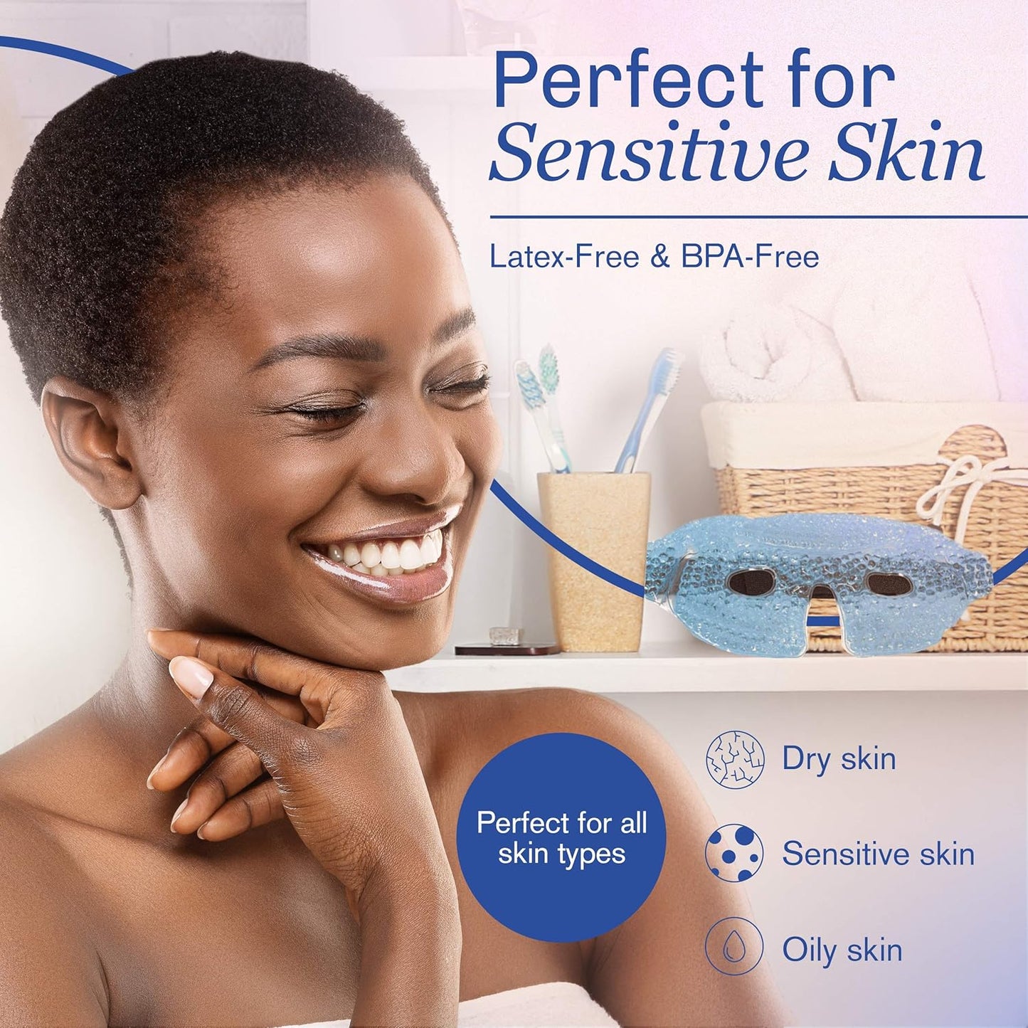 Eye Mask Get Rid of Puffy Eyes Migraine Relief, Sleeping, Travel Therapeutic Hot Cold Compress Pack With Cover Gel Beads, Spa Therapy Wrap for Sinus Pressure Face Puffiness Headaches Purple