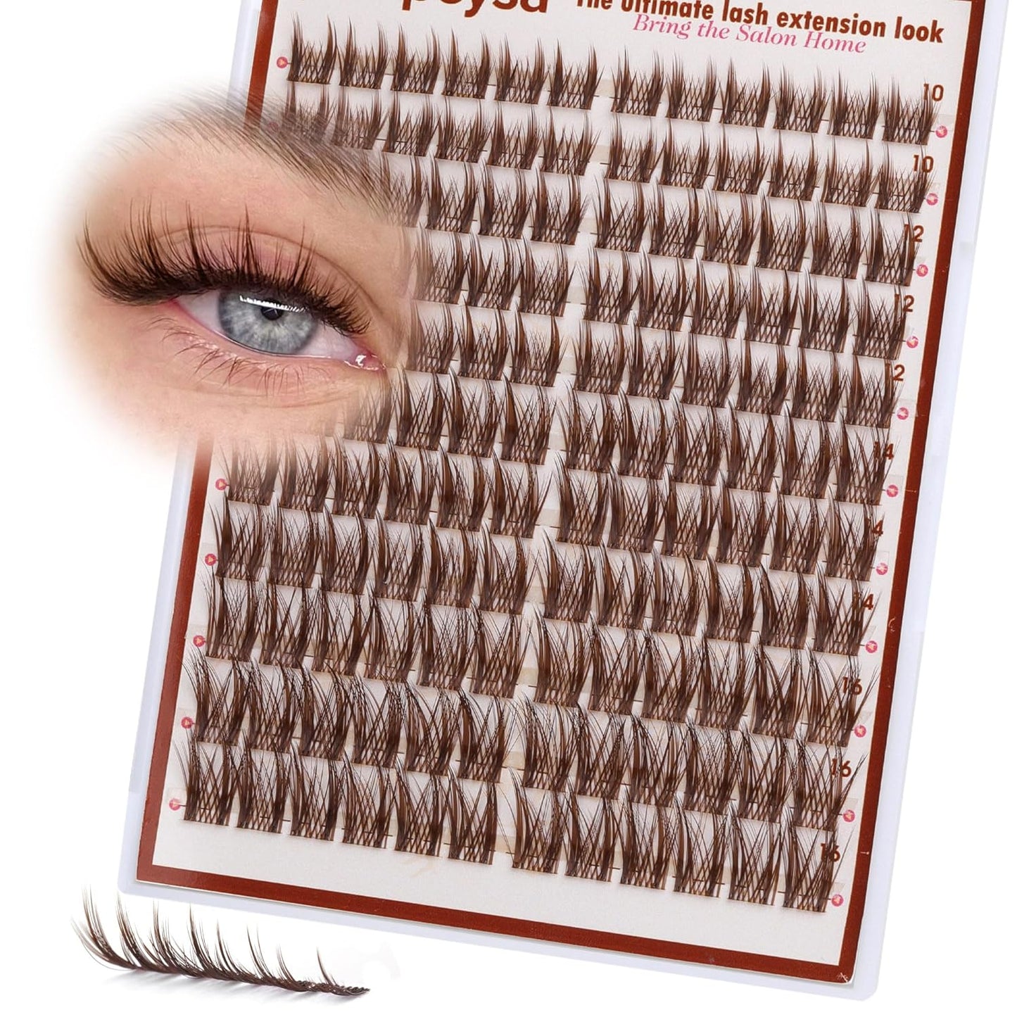 Focipeysa Brown Lash Clusters Spiky Brown Clusters Eyelashes Extensions 10-16mm Eyelash Clusters Wispy Eye Lash Clusters Natural Eyelashes Clusters DIY Salon Effect Lash Extension at Home