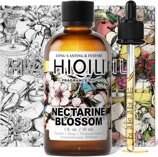 HIQILI Nectarine Blossom Fragrance Oil for Candle & Soap Making, Essential Oil Diffuser Use, Add to Body Lotion, Dryer Balls - 1 Fl Oz