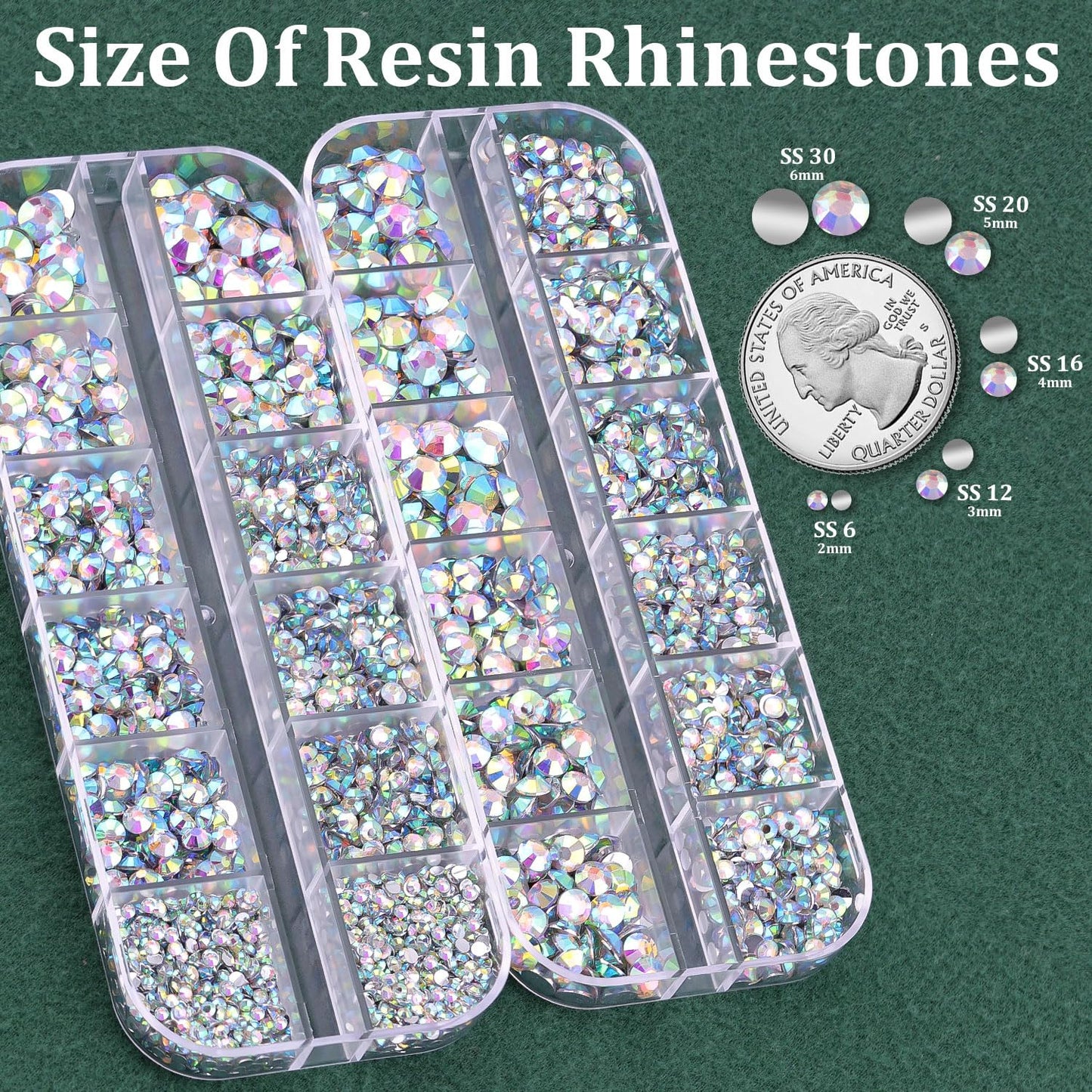 Resin Rhinestones for Crafting with B7000 Jewelry Glue, 2 Boxes AB Flatback Crystals with 3Pcs 10ml Glue for Bedazzling Crafts DIY Nail Art Makeup，Non Hotfix Gems for Clothing Shoes