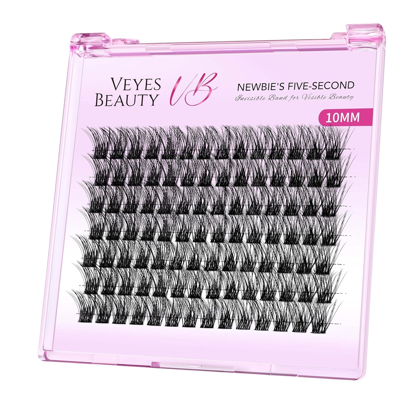 VEYESBEAUTY Lash Clusters Individual Eyelash Extensions Thin & Invisible Band DIY False Eyelashes for Self-application Newbie's Five-Second Series Wispy Lash Tray, Boldeye 10mm Single Length