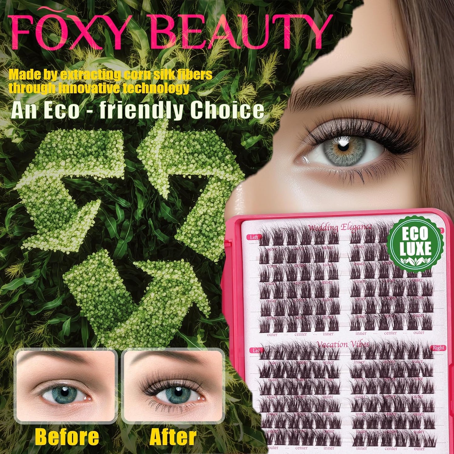 Lash Clusters Kit - 0.05mm Lash Clusters Natural & Fluffy Lash Extension Kit 432Pcs Biodegradable Eyelash Clusters with Bond Seal Starter Kit, Cruelty Free Eyelashes Lightweight Reusable