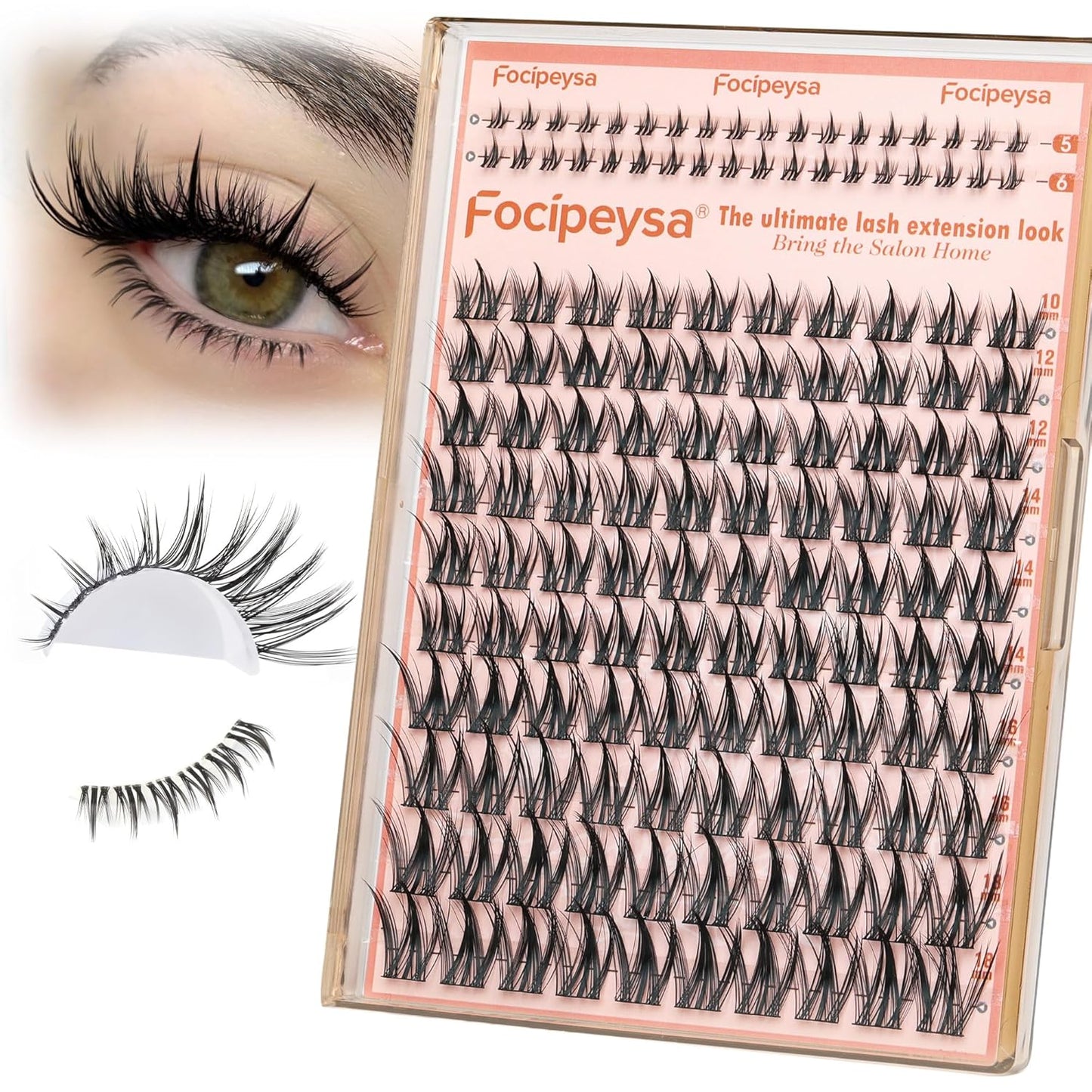 Focipeysa Natural Eyelash Clusters Spiky Lash Clusters 120 PCS Lashes Extensions with Bottom Lashes 8-16mm CD Curly Individual Lash Clusters Wispy DIY Lash Extension at Home