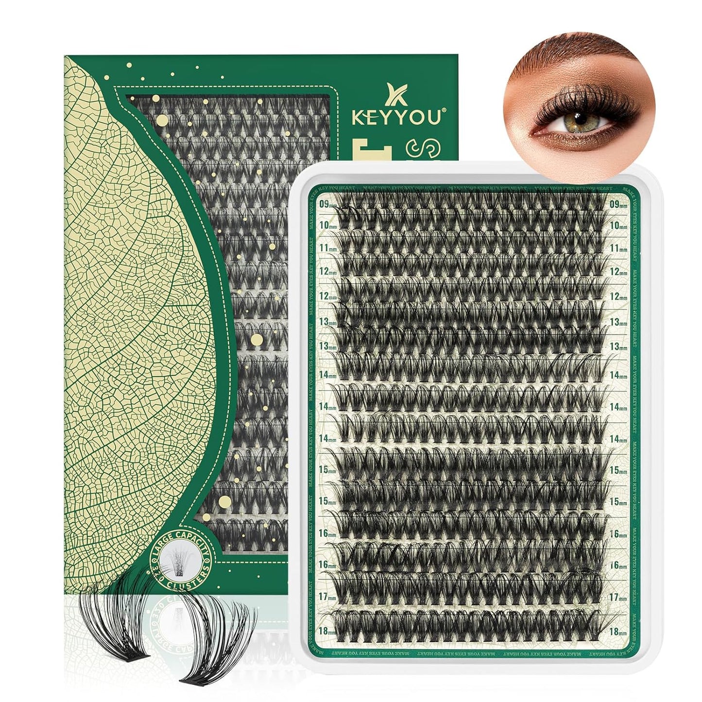 Lash Clusters 280Pcs Eyelash Clusters KEYYOU 60D C Curl 9-18MIX Clusters Lashes Thick Super Soft Wispy DIY Eyelash Extension at Home(60D-C,9-18MIX)