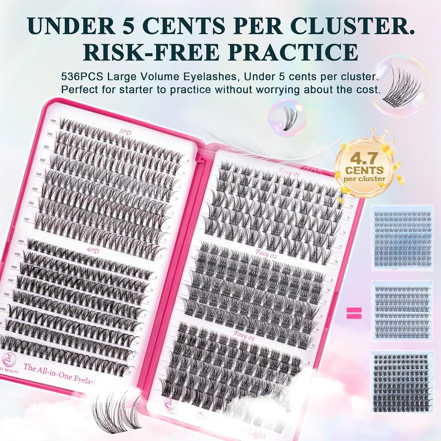 Lash Clusters - Wispy Lash Clusters For Natural Look 8-16MM 536Pcs Eyelash Clusters D Curl Individual Lashes for DIY Lash Extension Kit