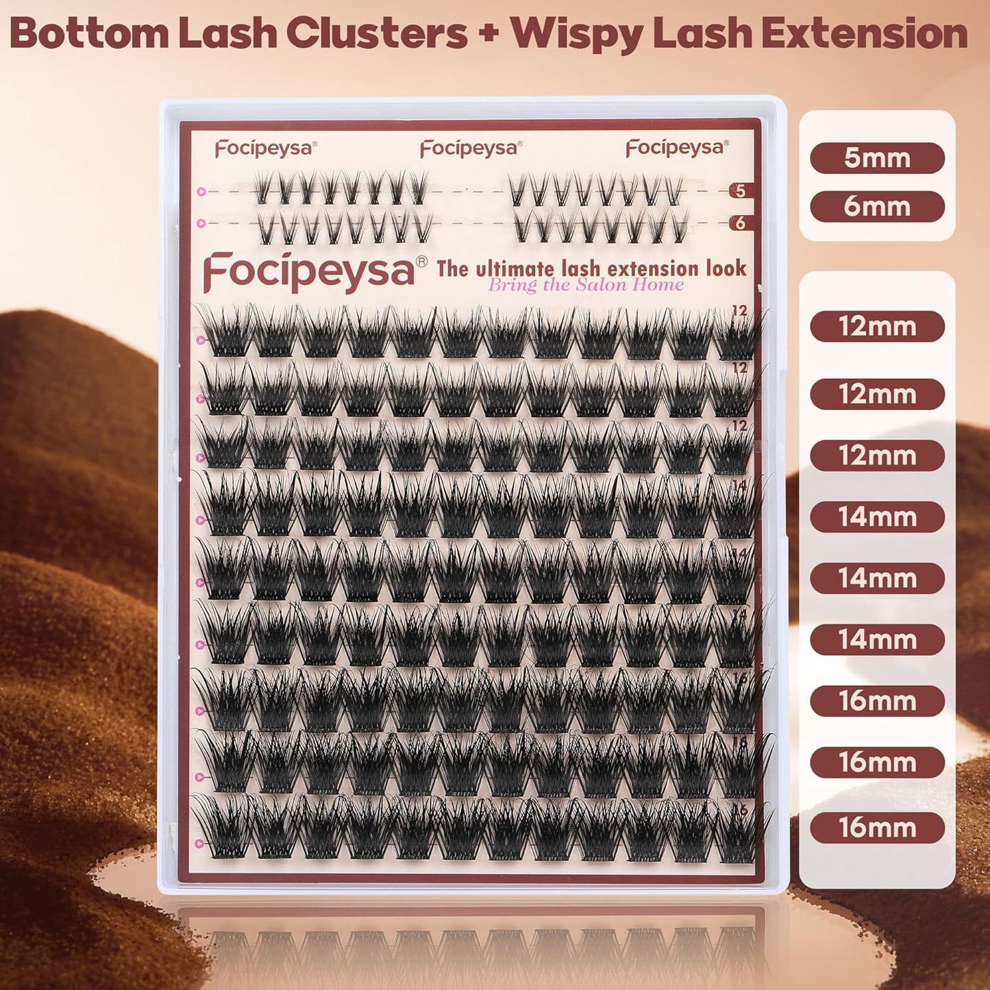 Focipeysa Wispy Lash Clusters Natural Eyelashes Extensions 10-16mm Cluster Lash Extensions C-Curl Lashes Extensions with Bottom Lashes Salon Effect Individual Eyelash DIY Eyelashes Clusters at Home