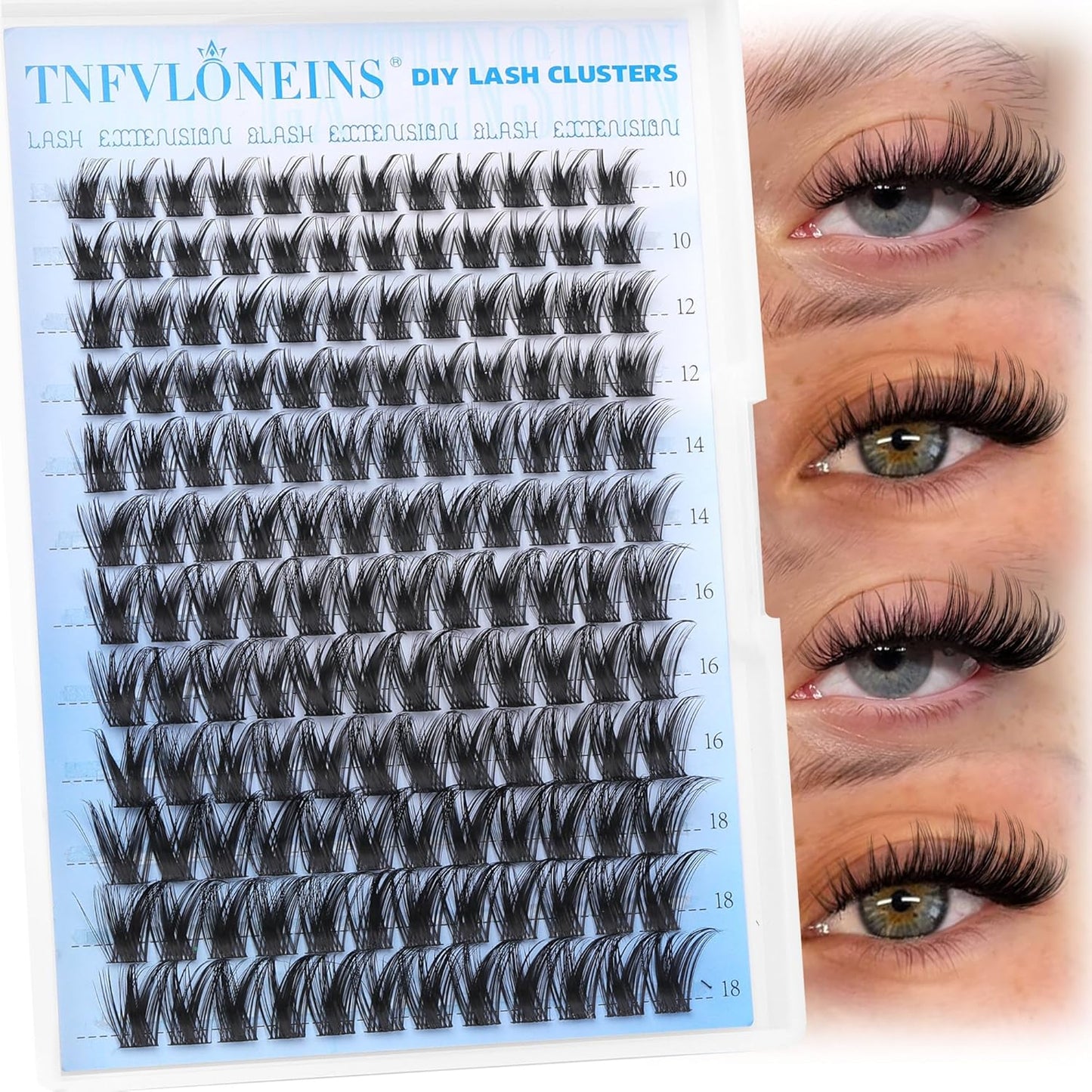 Wispy Lash Clusters Natural Eyelash Clusters Manga Cluster Eyelash Extensions D-Curly Individual Lashes 10-18MM Cluster Lashes DIY Eyelash Extension Anime Eye Lash Clusters Pack by TNFVLONEINS
