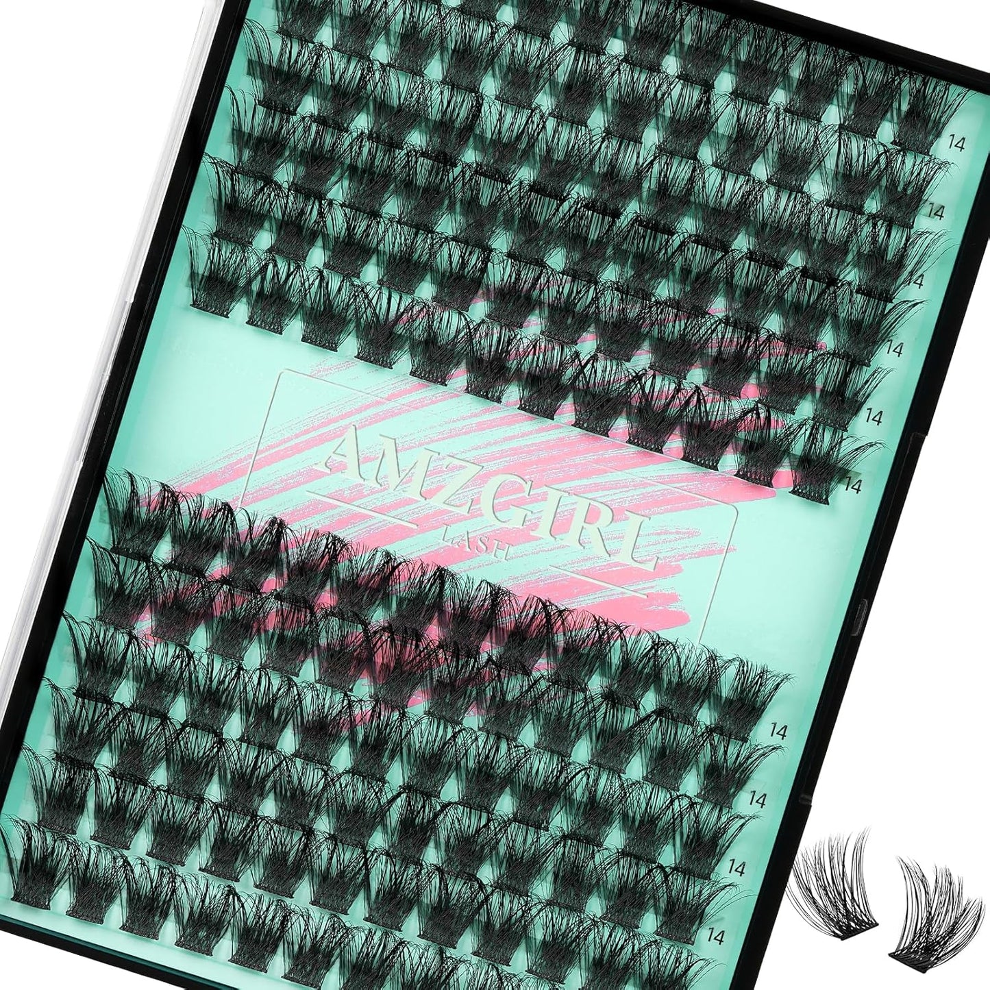 Wispy Lash Clusters Eyelash Extensions 144pcs Individual Lashes Cluster 14mm D Curl Fake Eyelash with Thin Band DIY Cluster Lashes At Home For Beginners (D-14mm)