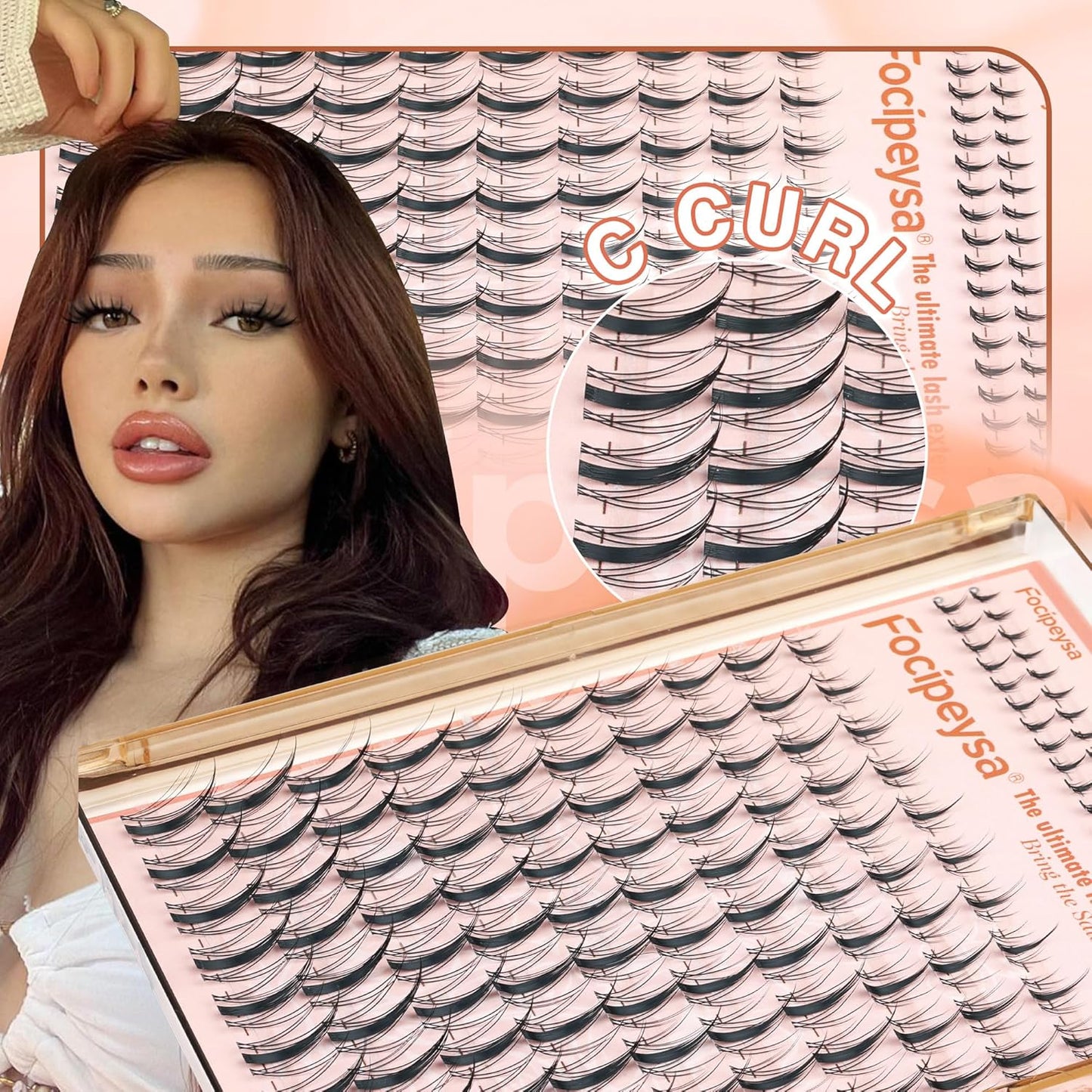 Focipeysa Manga Lash Clusters Wispy Cluster Lashes 140pcs Clusters Lash Extensions with Bottom Lashes 10-18mm Mixed D Curly Individual Eyelash Extensions Spiky DIY Lash Extension at Home